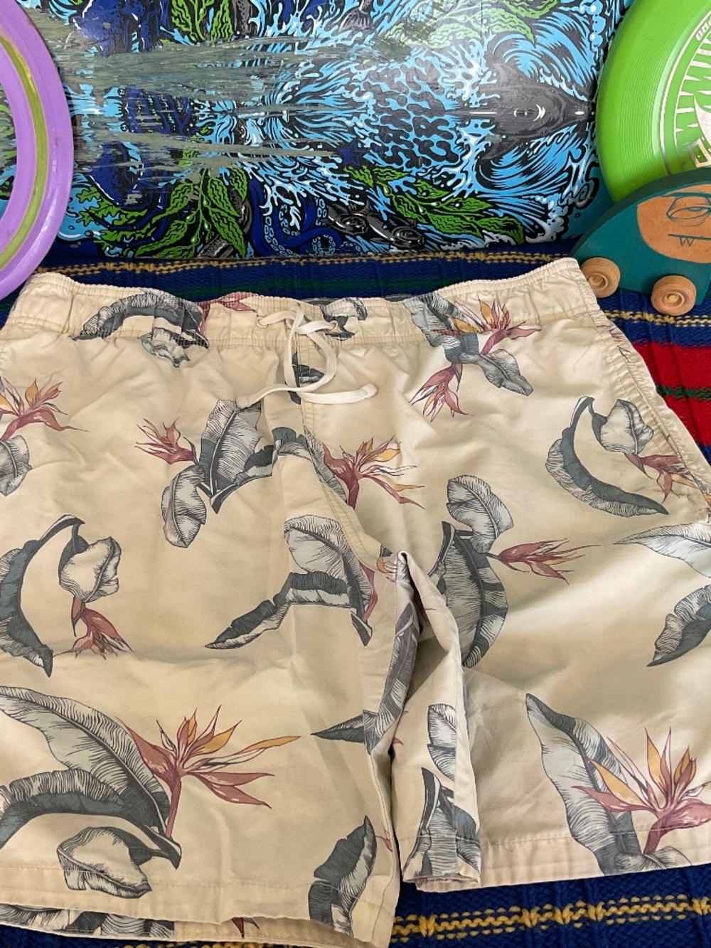 H&M-Tropical Leaf- Birds of Paradise Swim Trunks - Size / See photos